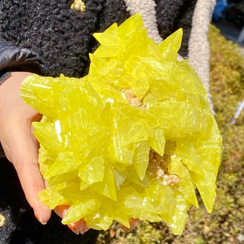 3.49LB Rare yellow sulfur crystal quartz crystal mineral specimen - 第 11/12 張圖片