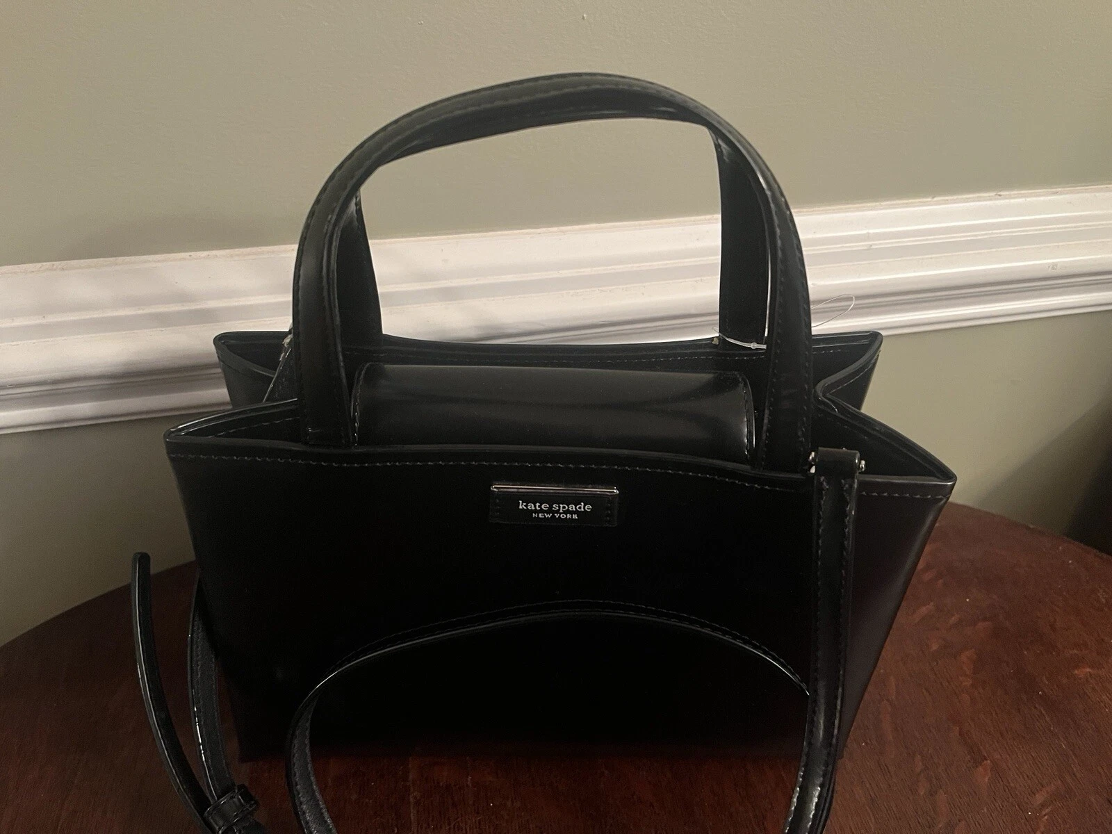 Borsa magnetica a tracolla Kate Spade in pelle nera piccola icona Sam NUOVA