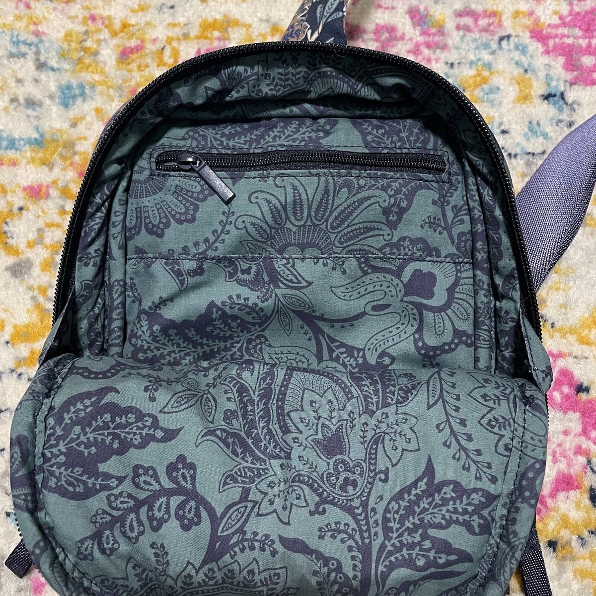 Vera Bradley Womens Recycled Cotton Utility Sling Backpack in Java Camo Navy Vera Bradley Java Navy Camo Utility Sling Backpack Travel  main image 2