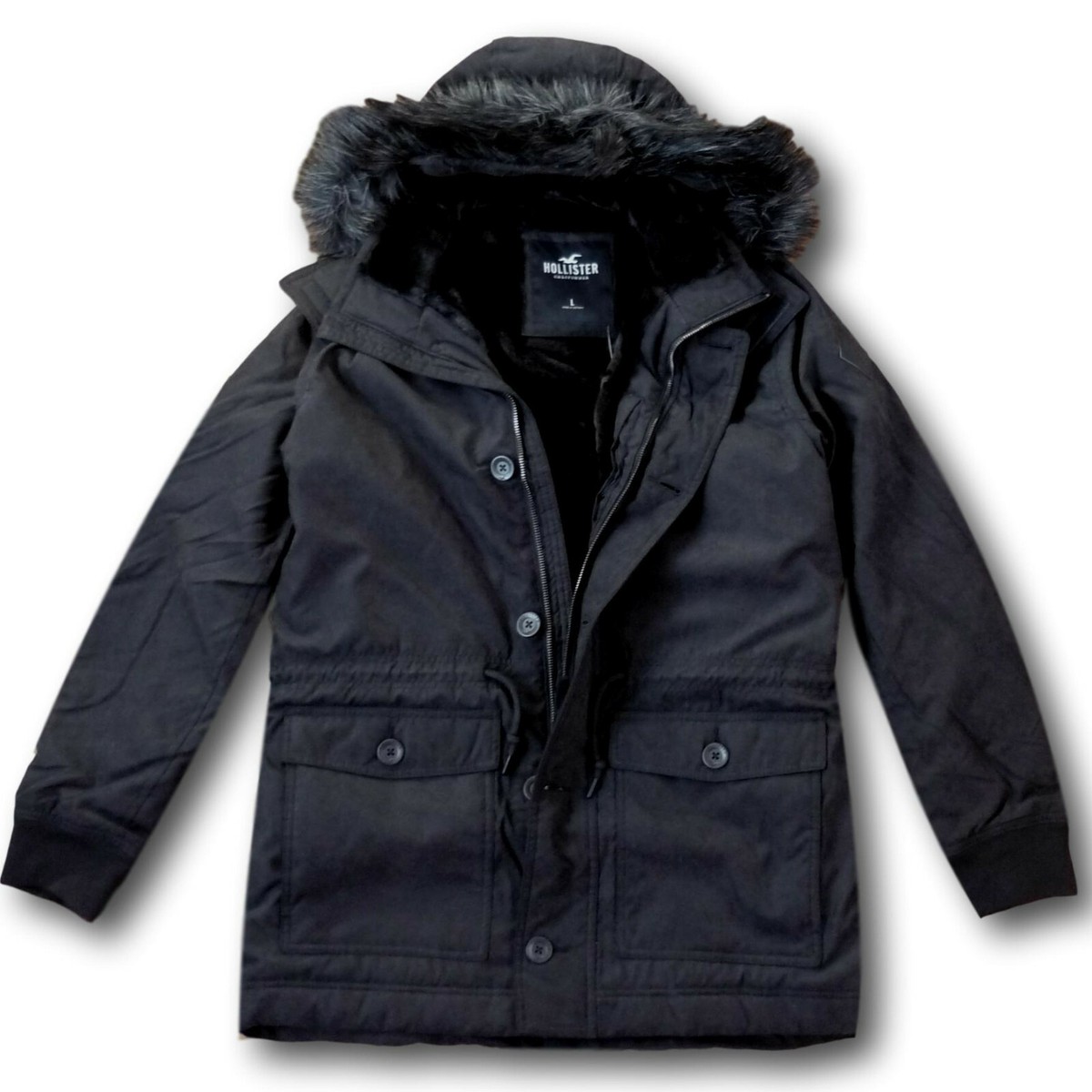 NWT Hollister by Men's Faux-Fur-Lined Parka Jacket Coat | eBay