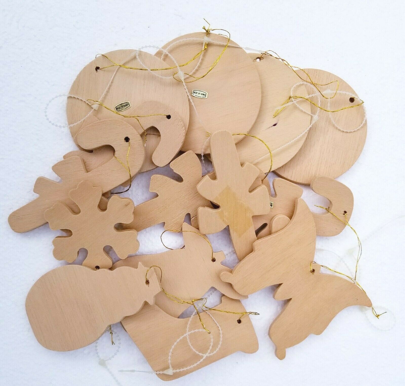 Lot Of 14 New Wooden Shapes Craft Supplies Assorted Unfinished Shapes 14 Pieces