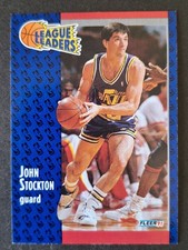 John Stockton #221 Utah Jazz League Leaders Fleer Card 1991 Basketball NBA