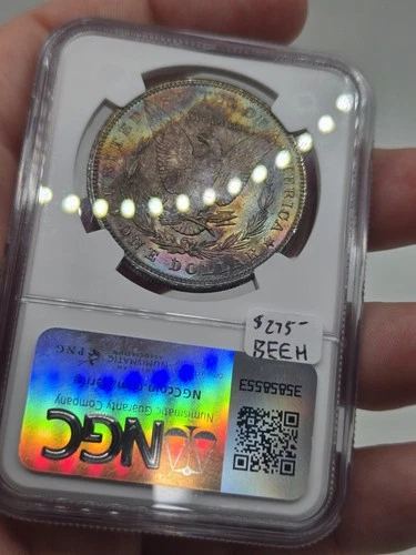 1896 Morgan Silver Dollar NGC MS64 Monster Rainbow End Of Roll Toned Coin