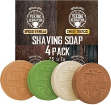 Viking Revolution Shaving Soap Variety Set 2-2.5 oz 4 Pack Includes Vanilla,