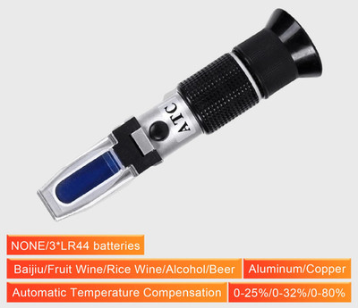 ATC Concentration Meter Refractometer 0-80% for Alcohol Beer Wine Spirit Brewing