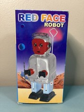 Vintage Red Face Robot Wind-Up - With Box - Made In China