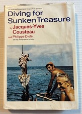 Diving for Sunken Treasure, by Jacques-Yves Cousteau, 1971 Hardcover Dust Jacket
