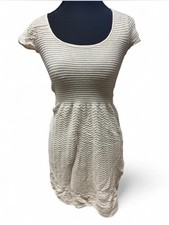 American Eagle Cream Shimmer Knit Sweater babydoll Dress Fairycore Boho Y2K Mini