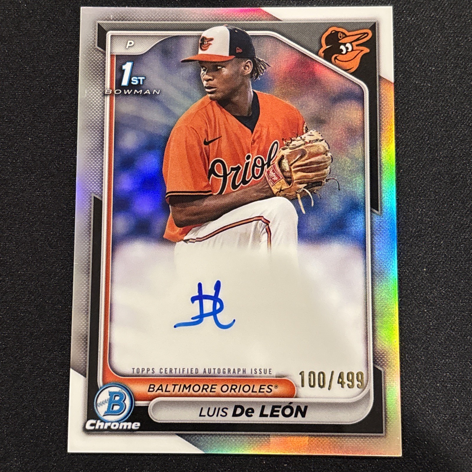 2024 Bowman Chrome - 1st Prospect Auto - Luis De Leon Refractor /499 Orioles