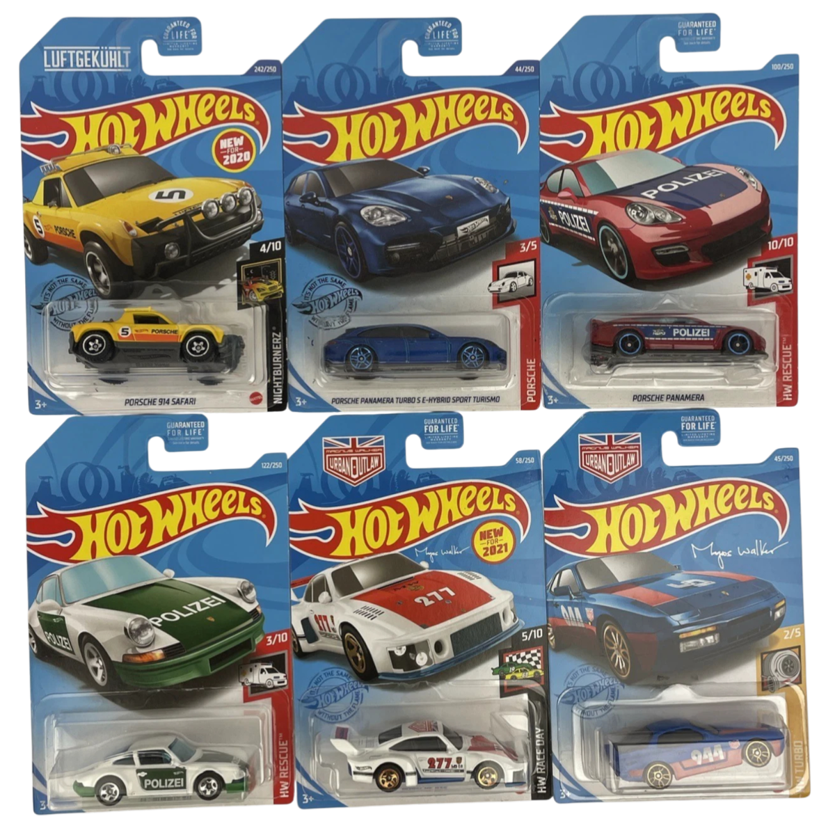 Lot of 6 HOT WHEEL PORSCHE 911 FJV41 WHITE GREEN Red POLIZEI 944