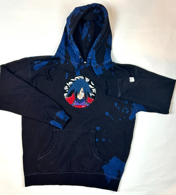 Hypland x Naruto Shippuden Madara Uchiha Hoodie Black Navy Tie-Dye Sz Small