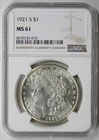 1921-S Morgan Dollar Silver $1 MS 61 NGC