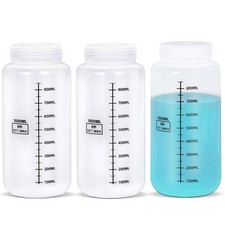 34oz/1000ml Wide Mouth Plastic Bottles with Airtight Lids, Graduated Food Lea...