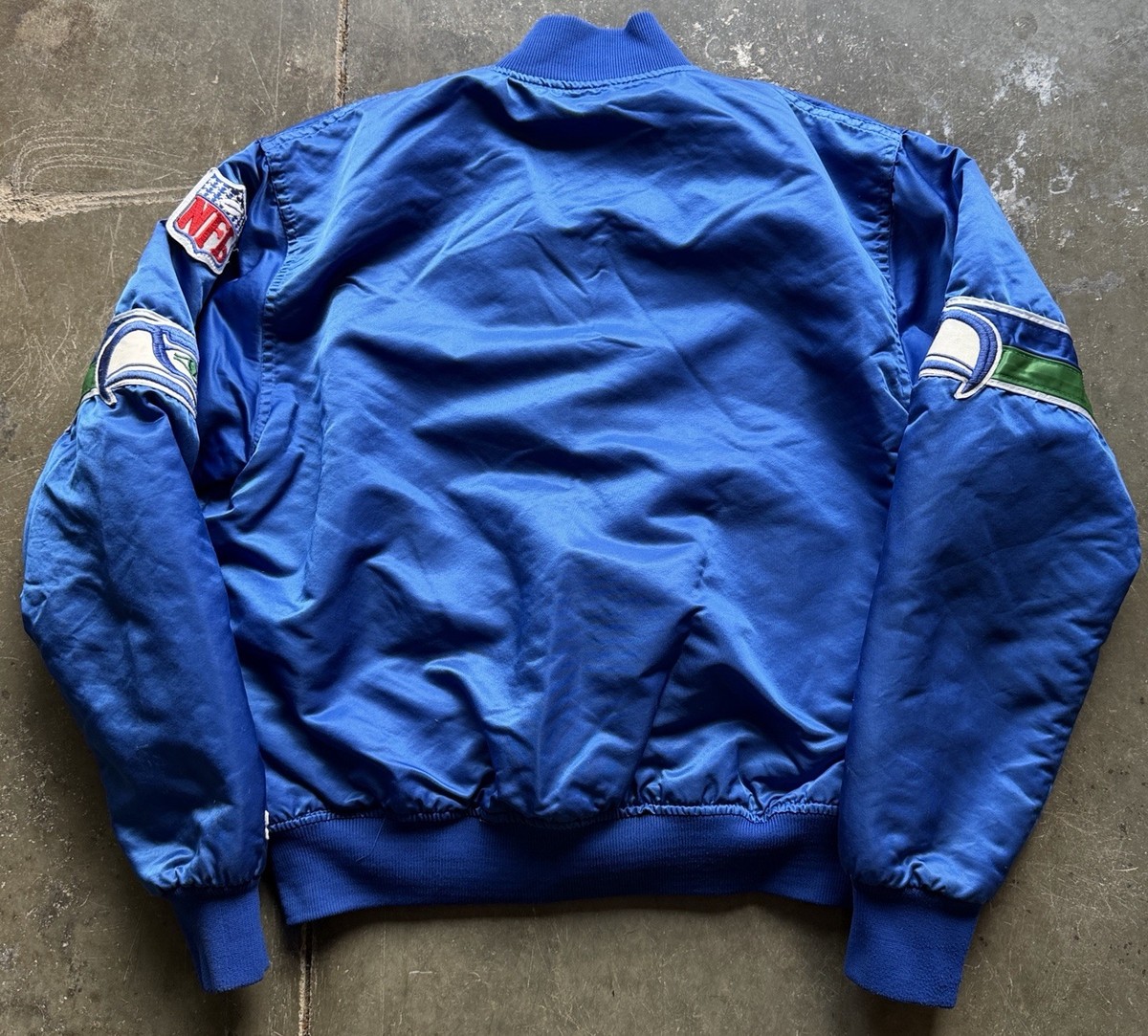 Vintage 80s 90s Seattle Seahawks Starter Satin Jacket Blue NFL