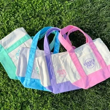 2025 Trader Joe’s Mini Pastel Canvas Tote Bag Set Of 4 Colors Limited
