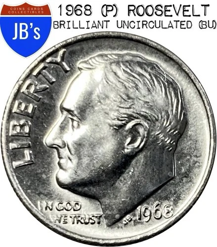 1968 (P) Roosevelt Dime 10c - BRILLIANT UNCIRCULATED (BU)