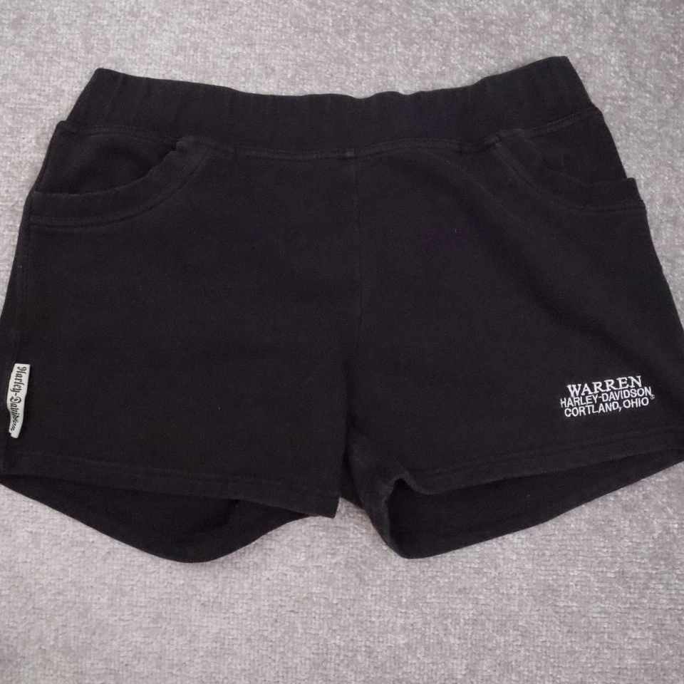Винтажные женские байкерские большие черные эластичные карманные шорты Harley Davidson Ohio - Изображение 3 из 4
