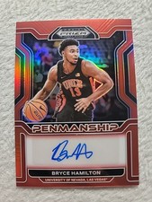 Bryce Hamilton 2022 Prizm Draft Picks Red Prizm College Penmanship Auto 39/199