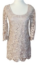 WHITE HOUSE BLACK MARKET CHAMPAGNE BEIGE CROCHET LACE SHEATH DRESS SZ 00