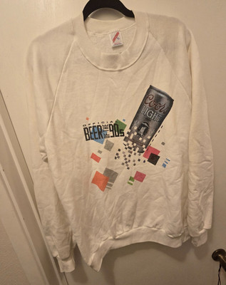 Vintage 90s Coors Light JERZEES Sweatshirt Mens XL White Pullover Beer Made USA