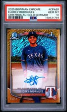 Elorky Rodriguez 2025 Bowman Chrome Gold Shimmer Refractor Auto /50 PSA 10 Card