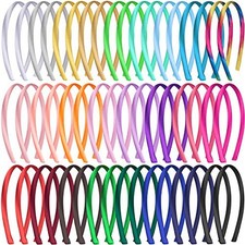 Duufin 50 Pcs Headbands for Girls 1cm/0.39 inch Satin Headbands Girls Craft
