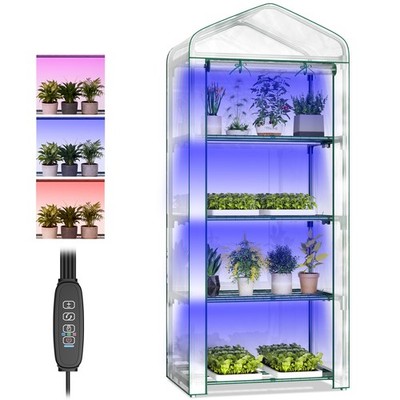 Indoor Greenhouse with Grow Light w/ Zippered PVC Cover for Seed Starting Trays