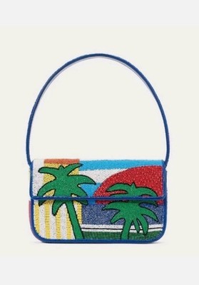 NWT STAUD Tommy Beaded Bag Graphic Palm 