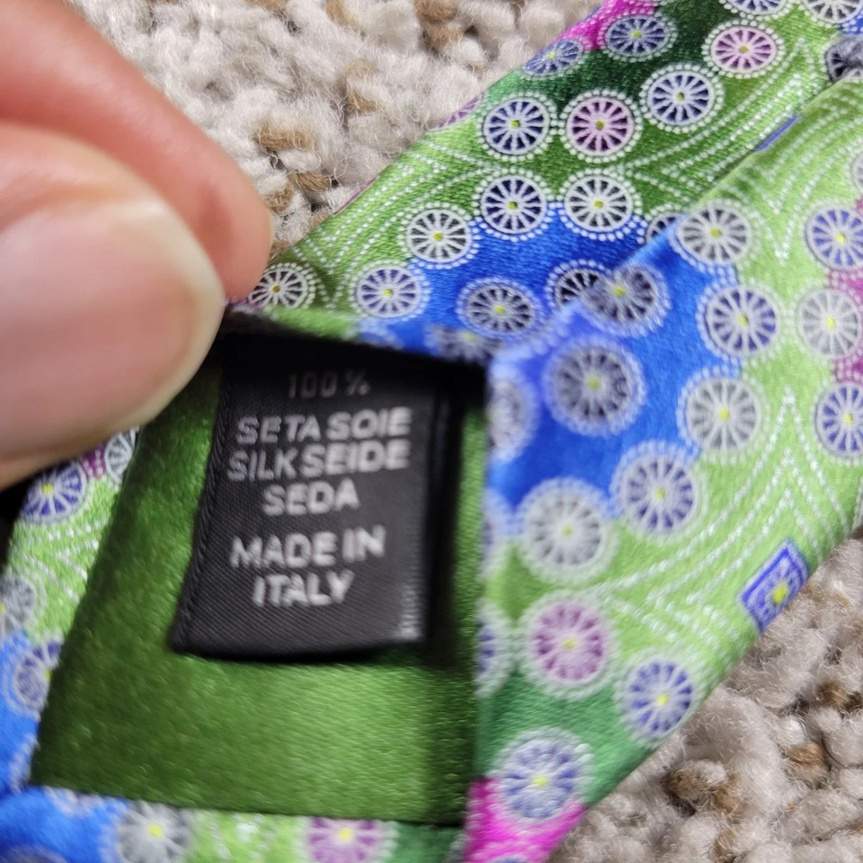 Gravata masculina ERMENEGILDO ZEGNA QUINDICI #108 100% SEDA colorida feita na Itália - Imagem 3 de 4