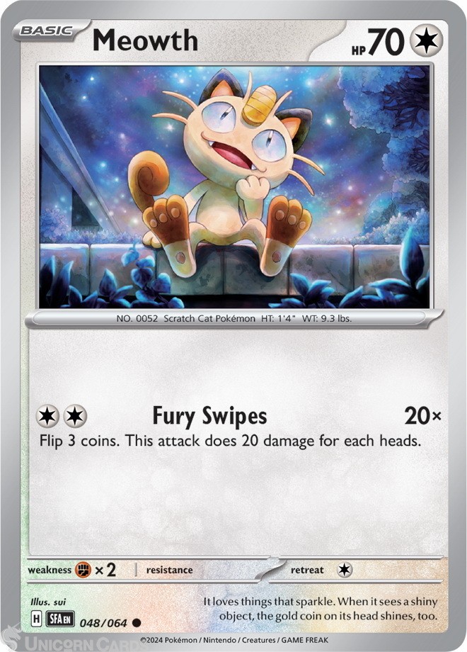 SFA-EN 048/064 Meowth : Common Pokemon Card : Shrouded Fable