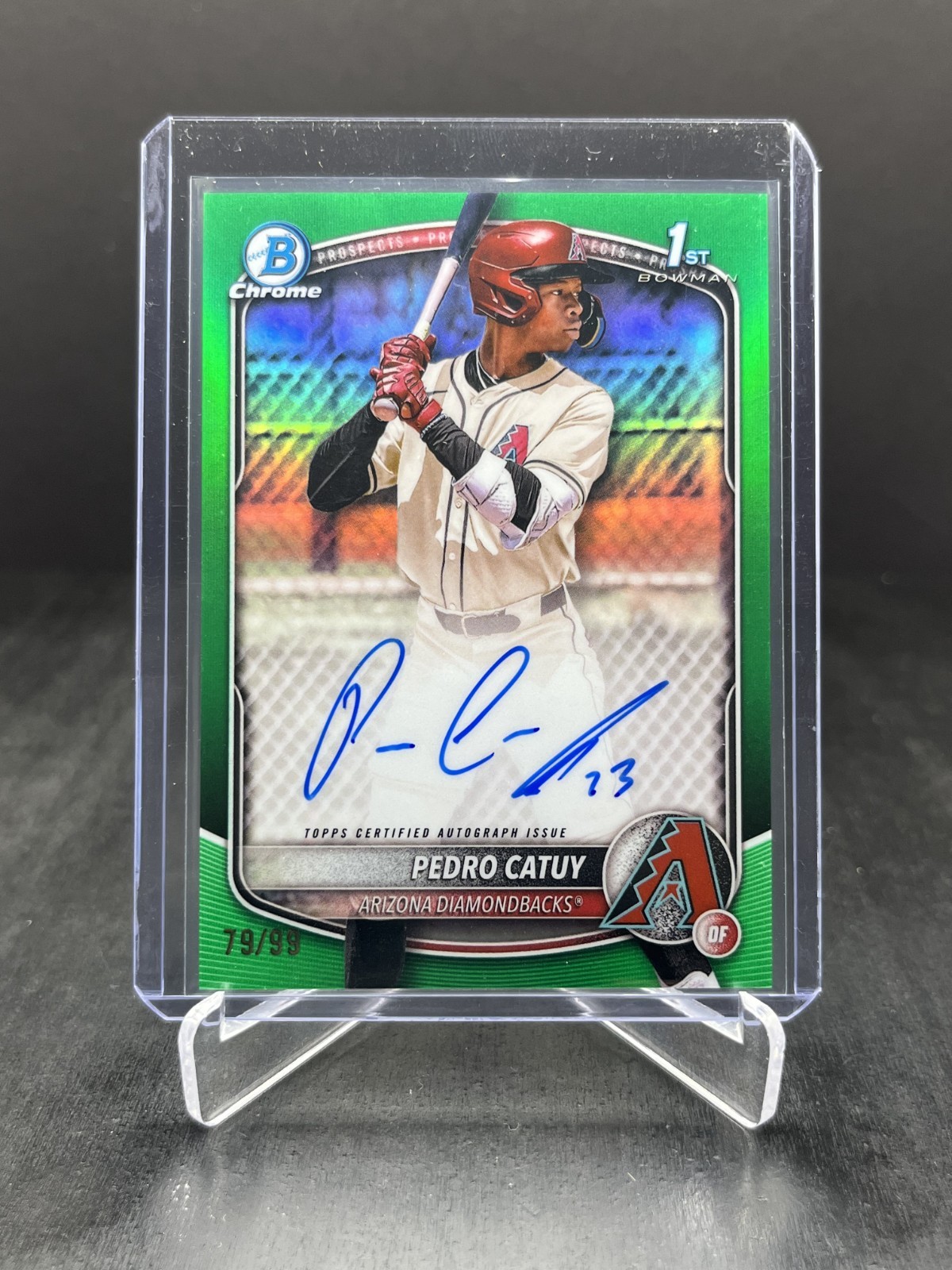 2025 Bowman Chrome Pedro Catuy 1st Bowman Auto Green Refractor 79/99 #CPA-PC