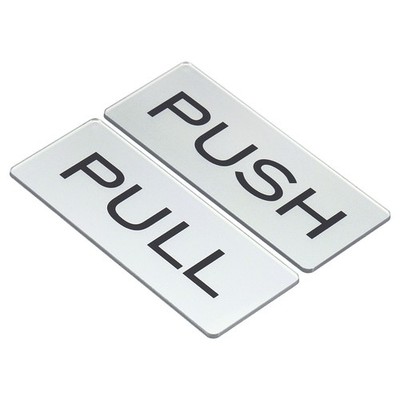 4Pcs Push Pull Door Sign Adhesive Rectangle Acrylic Sticker Marker Silver