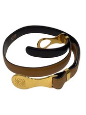 LOEWE Anagram Leather Belt, Brown, Women's