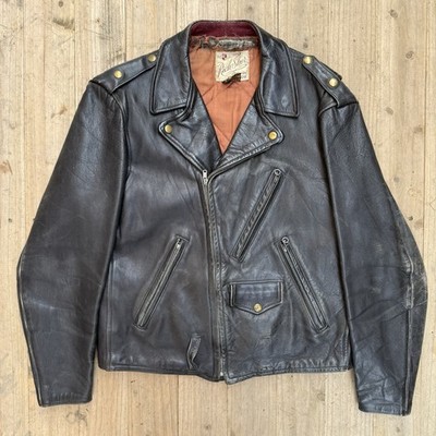 1950s Horsehide Leather Jacket Biker Rich Sher Vintage Double