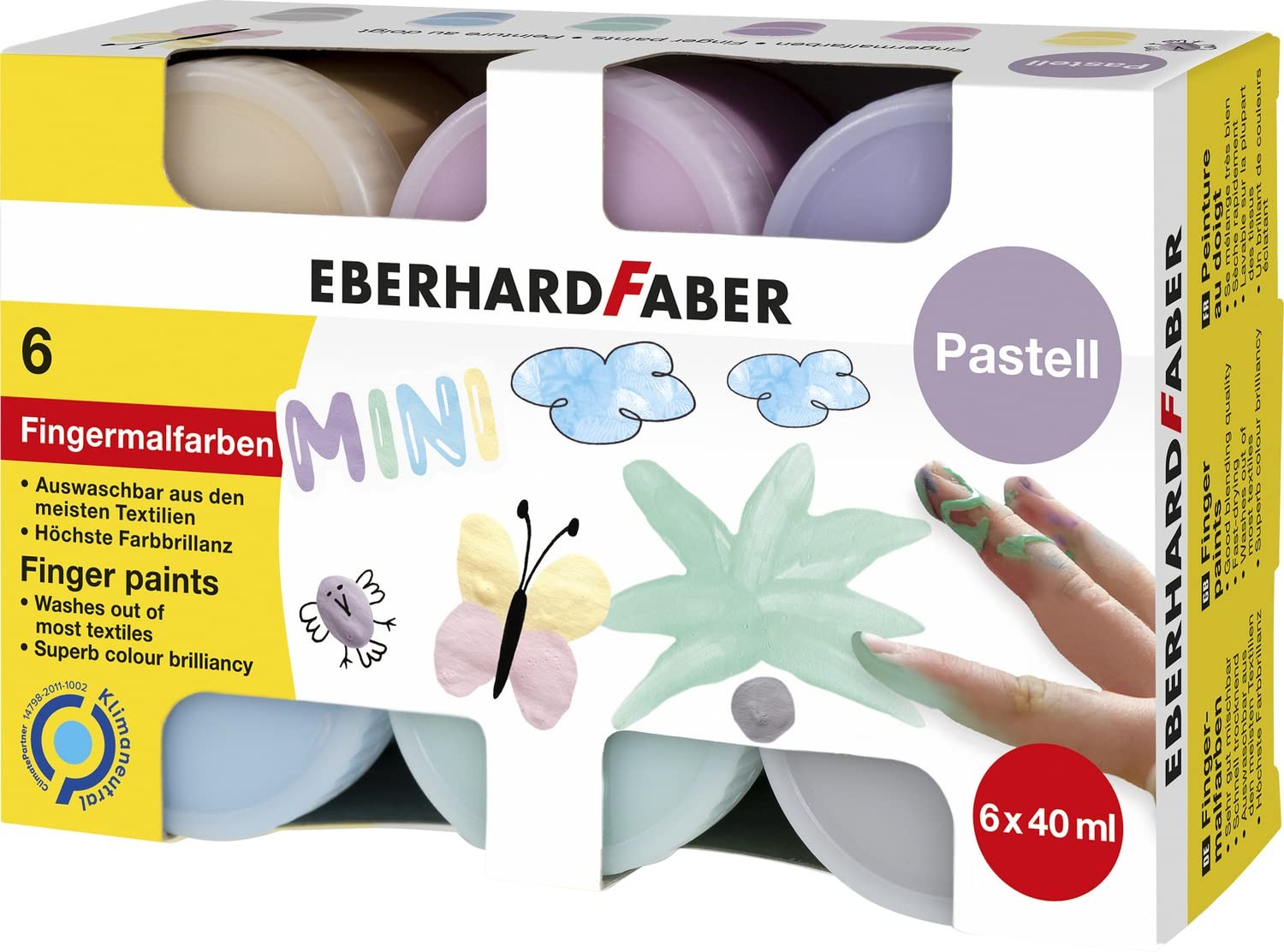 Eberhard Faber 578604 - Finger Paint Set for Children with 6 Pastel Colours, Eac
