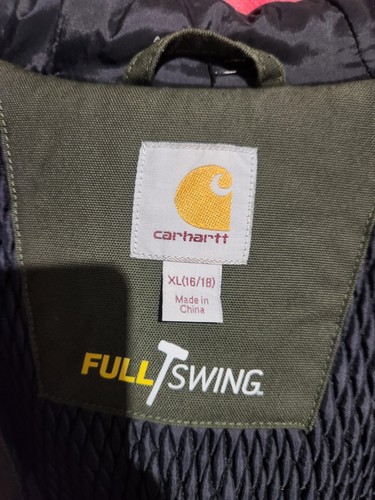 Youth XL (16/18) Carhartt Full Swing Hooded Full Zip Snap Jacket Brown - Picture 18 of 21