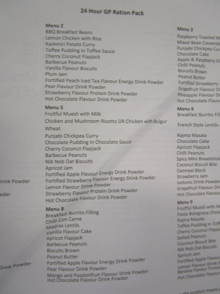 2024 MENU British Army 24 Hour Ration Pack - MRE - Camping and Hiking ...