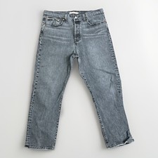 Levi  s Wedgie Straight Button Fly Jeans Women's 32W 26L Break A Leg Black Ankle