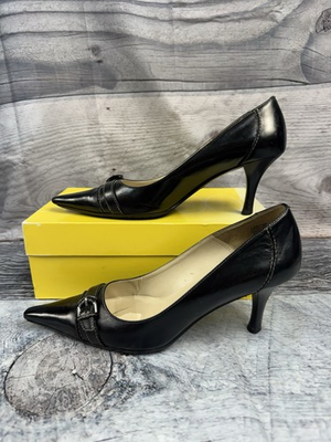 #ad Circa Joan amp; David Classic Pump Black Leather Size 9.5 EUC. $26.99