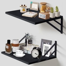 2 PCS Deep Floating Shelves 12 Inch Deep Wall Mounted Storage Black