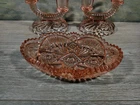 Imperial Glass Relish Dish, Pink Depression Glass, Sawtooth & 2 Candle Holders
