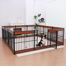 Dog Playpen 31.5in Height Heavy Duty Indoor Puppy Pen 12 Panels Mahogany
