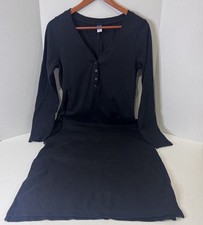 Old Navy Black Bodycon 3/4 Sleeves Side Slits Dress Women Size Large