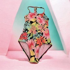   Art Class Girls' Sunrise Blooms Floral Printed One Piece Swimsuit