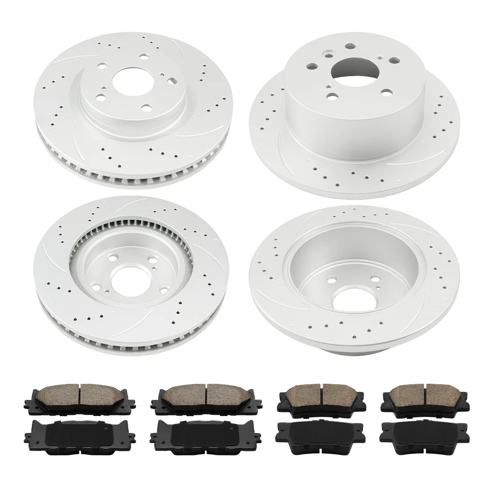 Комплект из 12 передних задних дисковых тормозов с прорезями и просверленными отверстиями для Lexus ES300h 2013-2018 - Изображение 3 из 4