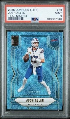 2025 Panini Donruss Elite - Josh Allen #33 Teal Matrix /499 PSA 9 Pop 1