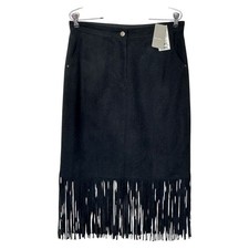 Vintage Italian Western Fringe Midi Skirt M Deadstock