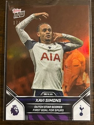 2025-26 Premier League Topps NOW #76 Xavi Simons Tottenham Hotspur ORANGE 17/25