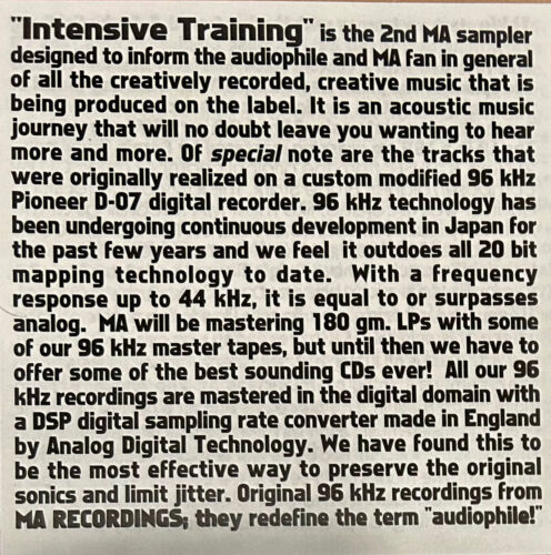 M-A Recordings CD M032A: Intensive Training - Second M-A Sampler - 1995 NEW - Picture 5 of 7