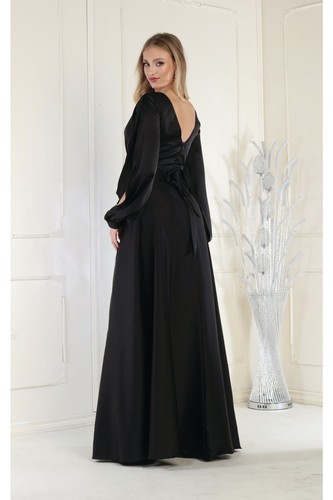 Vestido de noche de manga larga dividido - Imagen 16 de 18